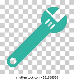 Spanner vector pictograph. Illustration style is a flat iconic cyan symbol on a transparent background.