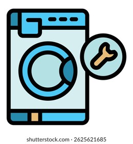 Icono de la lavadora de la llave. Icono del Vector de la lavadora de la llave inglesa para el Diseño web aislado en el color de fondo blanco plano