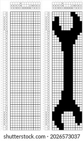 Spanner Wrench Icon Nonogram Pixel Art, Mechanical Hand Tool Icon, Logic Puzzle Game Griddlers, Pic-A-Pix, Picture Paint By Numbers, Picross, Vector Art Illustration