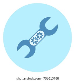 Ilustración de vectores de la tecnología de iconos de España y llave inglesa