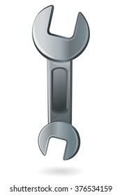 Spanner. Wrench. Key. Two-way wrench. Reversible wrench. Bilateral wrench. Vector realistic illustration of a spanner isolated on white background.
