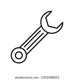Spanner, icono de línea llave inglesa, símbolo de vector contorno ilustración plana en fondo blanco..eps