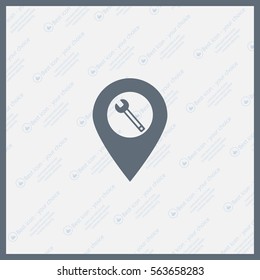 spanner and wrench on map pointer.vector illustration.