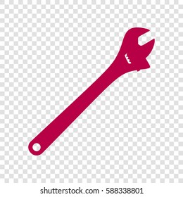 Spanner wrench sign illustration. Vector. Bordo icon on transparent background.