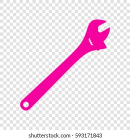 Spanner wrench sign illustration. Vector. Magenta icon on transparent background.