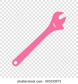 Spanner wrench sign illustration. Vector. Cyclamen icon on transparent background.