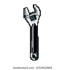 spanner wrench tool game pixel art retro vector. bit spanner wrench tool. old vintage illustration