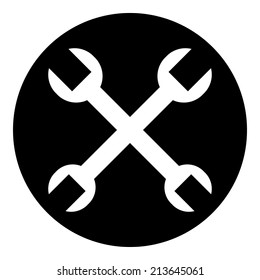 Spanners crossed button on white background. Vector illustration.