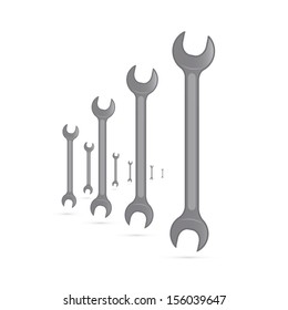Spanners, Hand Wrench Tools Isolated on White Background