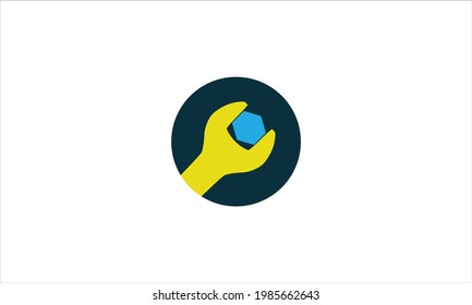 Spanners Nut Tool Logo or power wrench to tighten the screws icon design vector template symbol illustration
