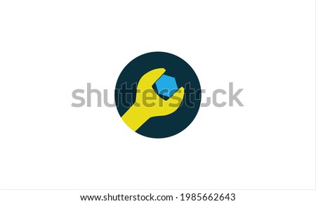 Spanners Nut Tool Logo or power wrench to tighten the screws icon design vector template symbol illustration
