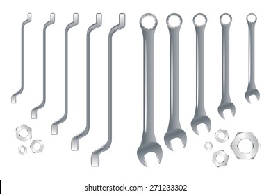 Spanners in order, vector. Set of realistic tools