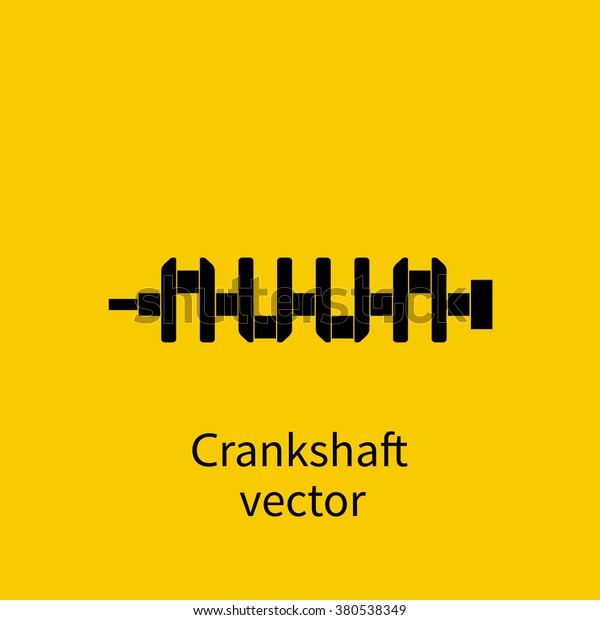Spare engine, crankshaft, vector.
Crankshaft icon. Spare cars. Engine parts. Black icon on a yellow
background. Car repair. Sign of the garage, car
service.