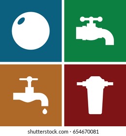 Spare icons set. set of 4 spare filled icons such as tap