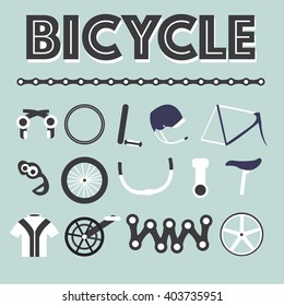 Spare part for bicycle vector icons set | Poster.