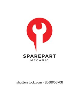 spare part mechanic Logo Concept Vector Template Design Illustration