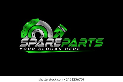 spare parts, auto part logo emblem car repairing car vector design isolated on black background modern design