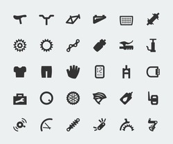Spare Parts For Bicycle Vector Big Icons Set