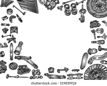 Spare parts car shop auto aftermarket kit.