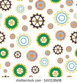 Spare Parts cogs and gears seamless repeat vector pattern surface design