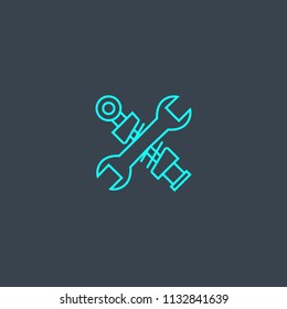 spare parts concept blue line icon. Simple thin element on dark background. spare parts concept outline symbol design from Car service set. Can be used for web and mobile UI/UX