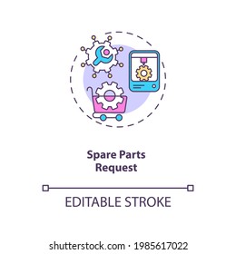Spare parts request concept icon. M2M communication type idea thin line illustration. Ordering replacement parts automatically. Smart home. Vector isolated outline RGB color drawing. Editable stroke
