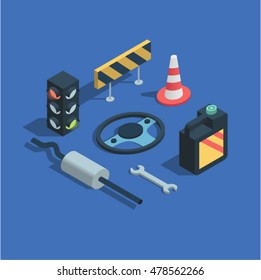 Spare Parts, Vector Isometric Illustration