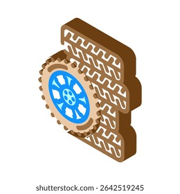 spare tires stacked garage isometric icon vector. spare tires stacked garage sign. isolated symbol illustration