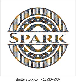 Spark arabesque style emblem. arabic decoration.