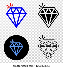 Spark brilliant EPS vector icon with contour, black and colored versions. Illustration style is flat iconic symbol on chess transparent background.