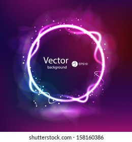 Spark dark glowing neon background. Special effect elements circle shape