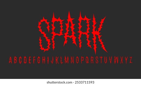 Spark Dark Lettering Vector typeface Estilo gótico agudo, diseño de impresión Ghotic Y2k concepto de fuente de tatuaje