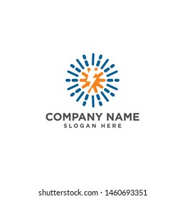 Spark dot logo concept design with electric danger light power voltage. Symbol graphic template element vector