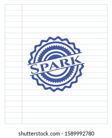 Spark draw with pen effect. Blue ink. Vector Illustration. Detailed.