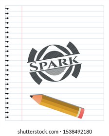 Spark drawn with pencil strokes. Vector Illustration. Detailed.