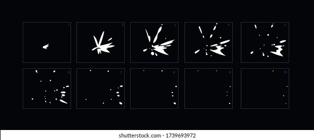 Spark effect animation . Firework Sprite sheet for games, cartoon or animation. Set of freams animation. – Vector
