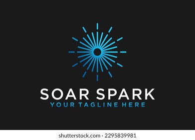 Spark energy technology logo desing illustration neon light icon symbol