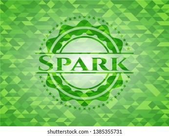 Spark green mosaic emblem. Vector Illustration. Detailed.