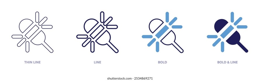 Funkensymbol in 4 verschiedenen Stilen. Dünne Linie, Linie, Fett und Fette Linie. Duotone-Stil. Bearbeitbarer Strich.