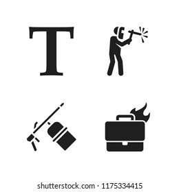 spark icon. 4 spark vector icons set. capital letter, fired worker and welder icons for web and design about spark theme