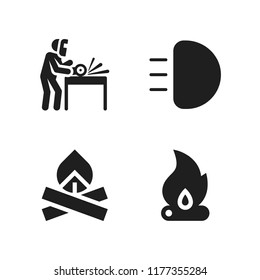 spark icon. 4 spark vector icons set. grinder, bonfire and light icons for web and design about spark theme