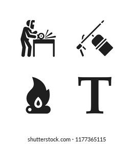 spark icon. 4 spark vector icons set. bonfire, capital letter and grinder icons for web and design about spark theme