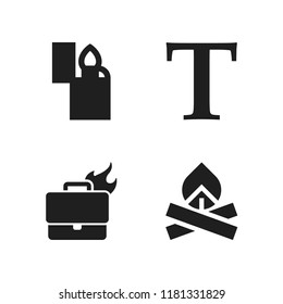 spark icon. 4 spark vector icons set. capital letter, fired worker and lighter icons for web and design about spark theme