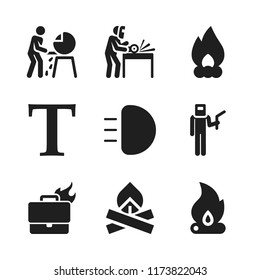 spark icon. 9 spark vector icons set. capital letter, light and bonfire icons for web and design about spark theme