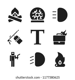 spark icon. 9 spark vector icons set. welder, capital letter and fired worker icons for web and design about spark theme