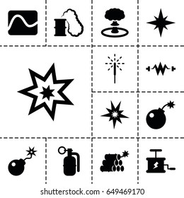Spark icon. set of 13 filled sparkicons such as bomb, sparkler, dynamite, explosion, smoking can, explode
