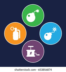 Spark icons set. set of 4 spark filled icons such as bomb