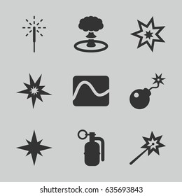 Spark icons set. set of 9 spark filled icons such as bomb, sparkler, dynamite, explosion, explode, electricity