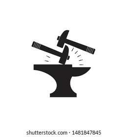 spark iron hammer blacksmith symbol logo vector