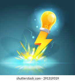 Spark Lamp Yellow Thunder Idea Vector